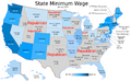 Map of US minimum wage by state. Republican states.png