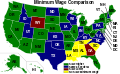 US minimum wage comparison by state.svg