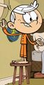 Lincoln loud standing on a stool in his pajamas.jpg