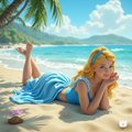 Cinderella lying face down at the beach barefoot.png
