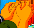 Ben scratching his foot.