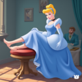 Princess Cinderella with her legs on footstool ....png