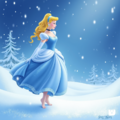 Princess Cinderella standing barefoot on snow.png