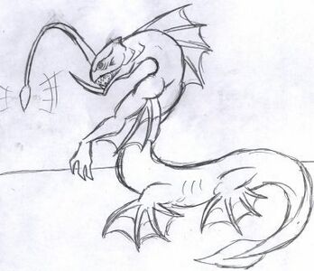 Early Sea Serpent concept (sketch by Agar)