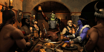Boragus welcomes Yog into the ranks of Krewlod (Returning to Bracada  epilogue)
