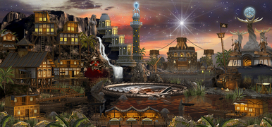 Cove with unused extra fortification towers in front of the Castle