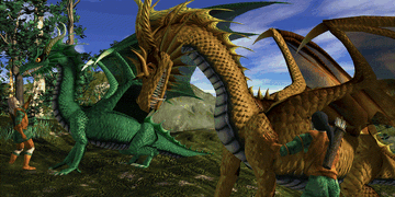 A Dragon Lord with a Green Dragon and Gold Dragon (Valley of the Dragon Lords  prologue)