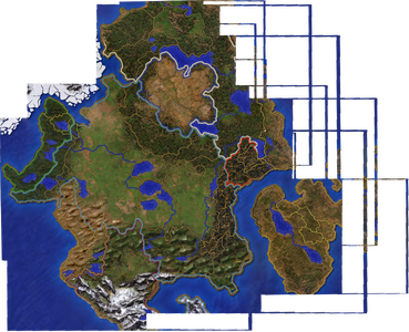A map made by stitching all the official campaign maps. Note the country border on the coast east of Deyja.