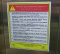 ThyssenKrupp elevator operating instruction sticker.