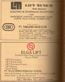 Lift Munich and Elga Lift advertisement (source: Yellow Pages Indonesia, 1990)