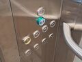 Surface mounted silver KDS 330 buttons. Note the green ring for the first floor button, this is to denote a main/exit floor.
