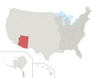Map of the United States highlighting Arizona