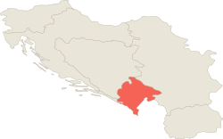 Location of Montenegro in the Yugoslav Federal Republic