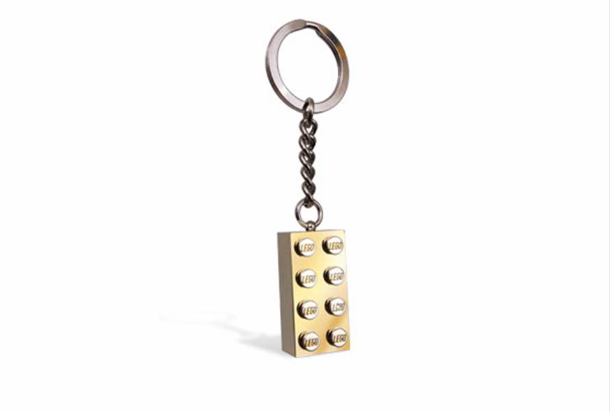 Lego® Schlüsselanhänger 2 x 4 Brick Neu 852445 Keychain chrome gold 50 Jahre 