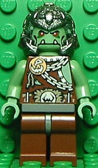 LEGO Castle Minifig Troll Warrior Head w/ Red Eyes & Lower Fangs Sand Green 