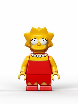 Lego New Yellow Minifig Head Modified Simpsons Lisa  Simpson Series Pink Bow