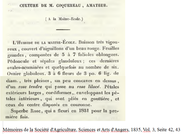 De La Maitre École, Mémoires de la Société d'Agriculture, Sciences et Arts d'Angers, 1835, Vol. 3, Seite 42, 43.PNG
