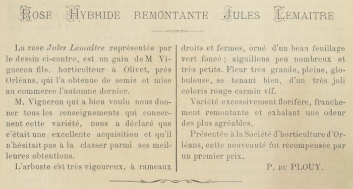 Monsieur Jules Lemaître, Journal des Roses, Text 01.1891.PNG