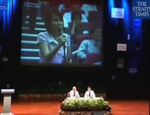Minister Mentor Lee Kuan Yew listening to questions from the floor during a forum at NTU.