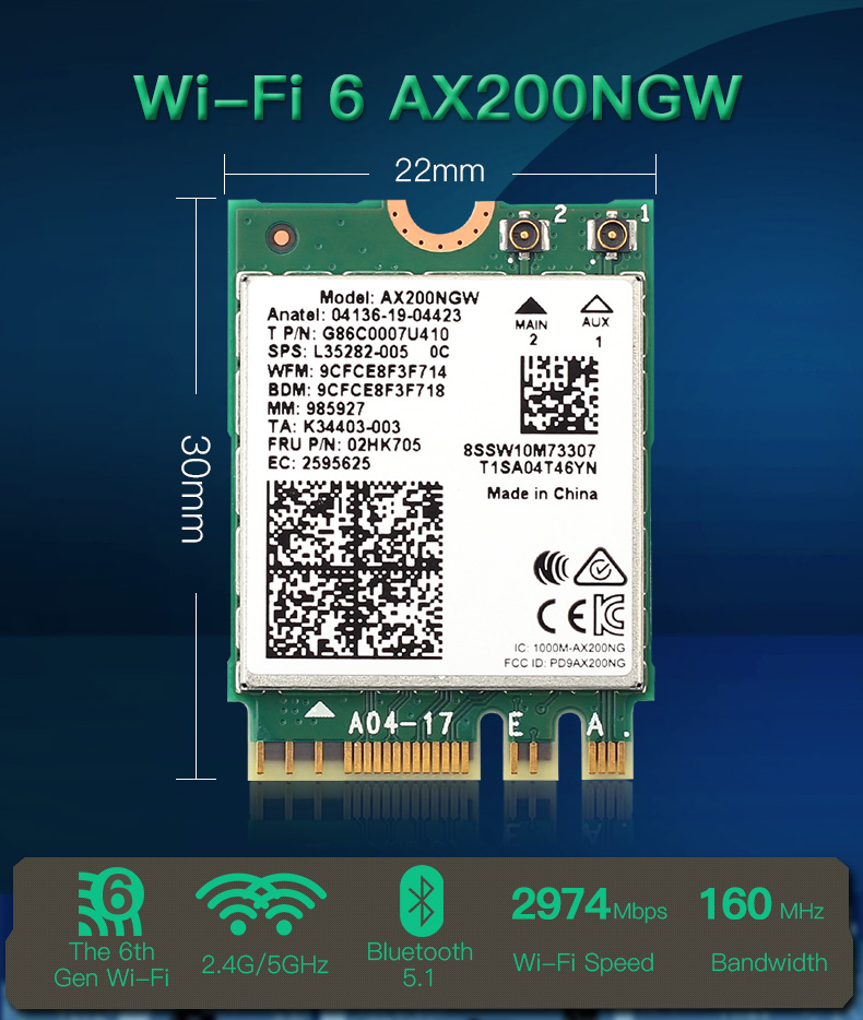 Intel Wi-Fi 6 AX200 (AX200NGW) - TechInfoDepot