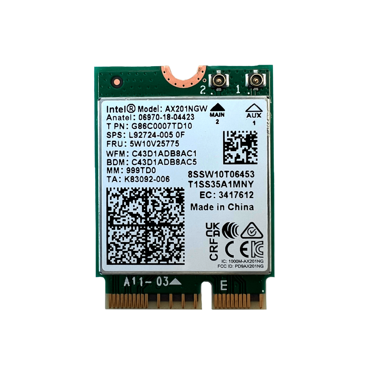 Intel Wi-Fi 6 AX201 (AX201D2W) - TechInfoDepot