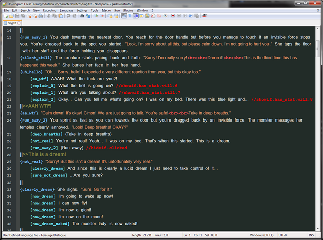 Dialogue scripting - Teraurge
